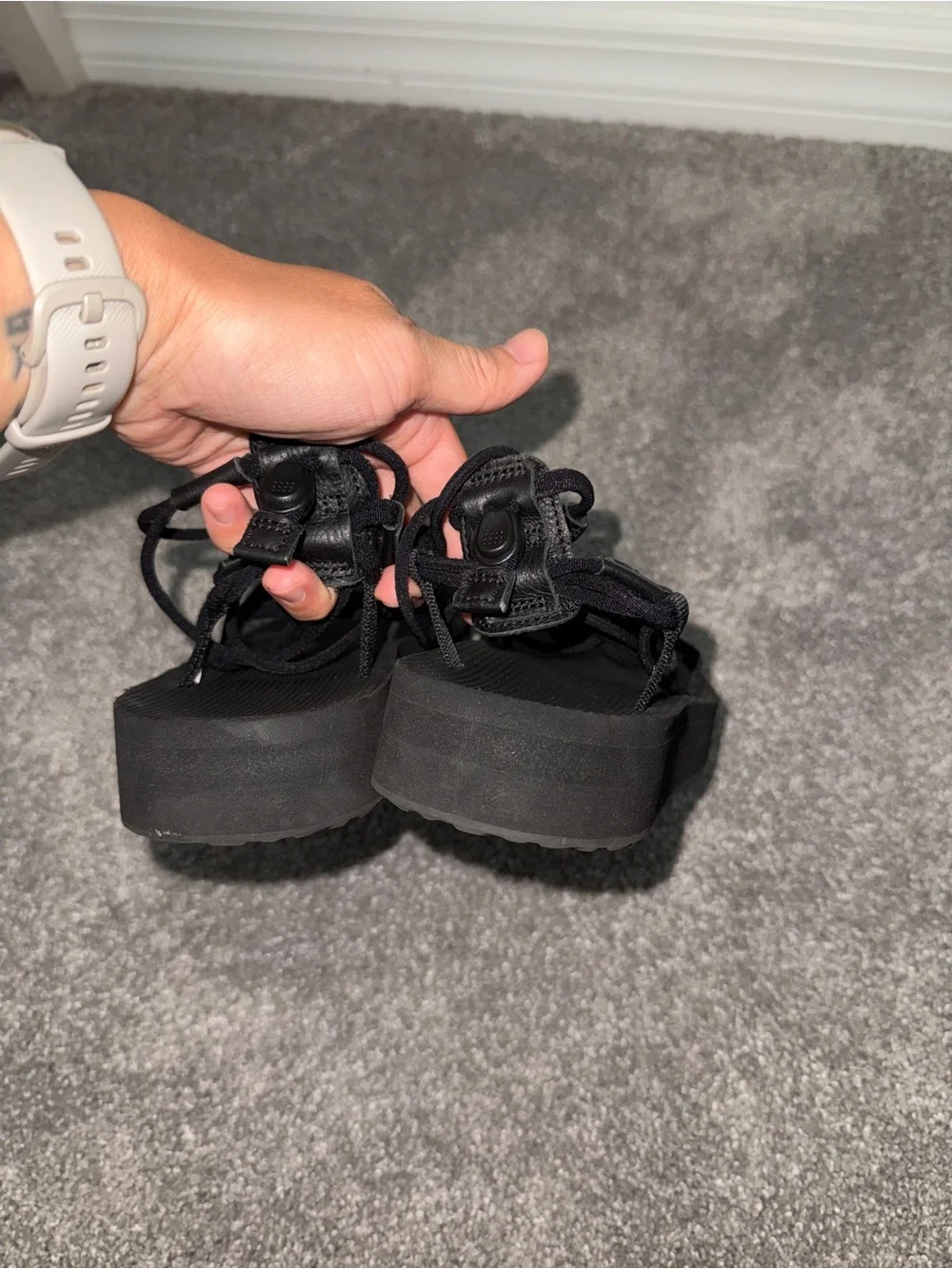 Teva Black Infinity Platform Sandals Size 8